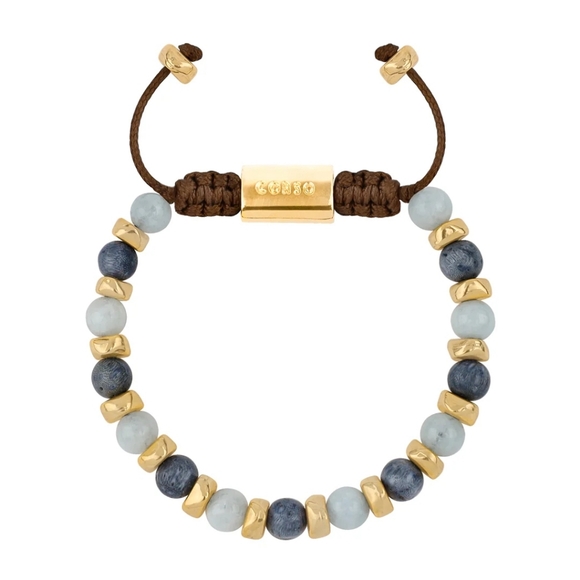 NWT!! CORSO GALINI GOLD BRACELET WITH GENUINE AQUAMARINE/BLUE CORAL STONES - Picture 1 of 3